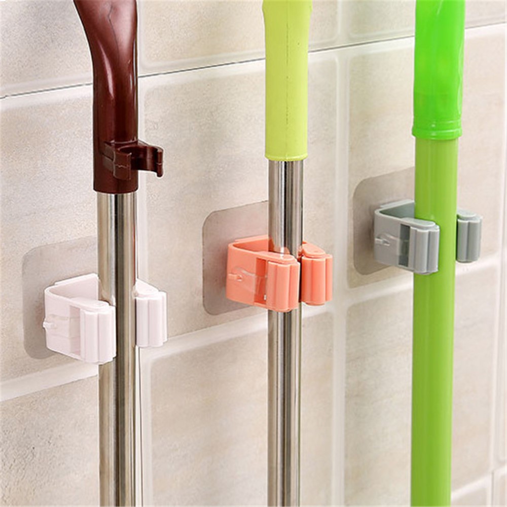 Wall Mounted Mop Brush Holder Broom Hanger Storage Rack Organizer - Random Color-2