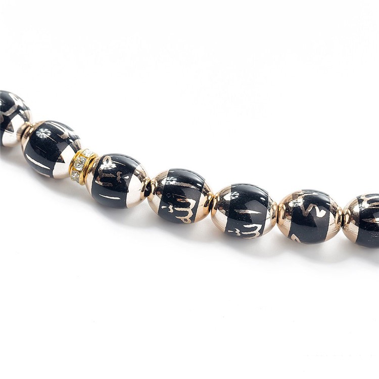 1Pc Islamic Muslim 33 Prayer Beads 12mm Rosary Bracelet - Black-2