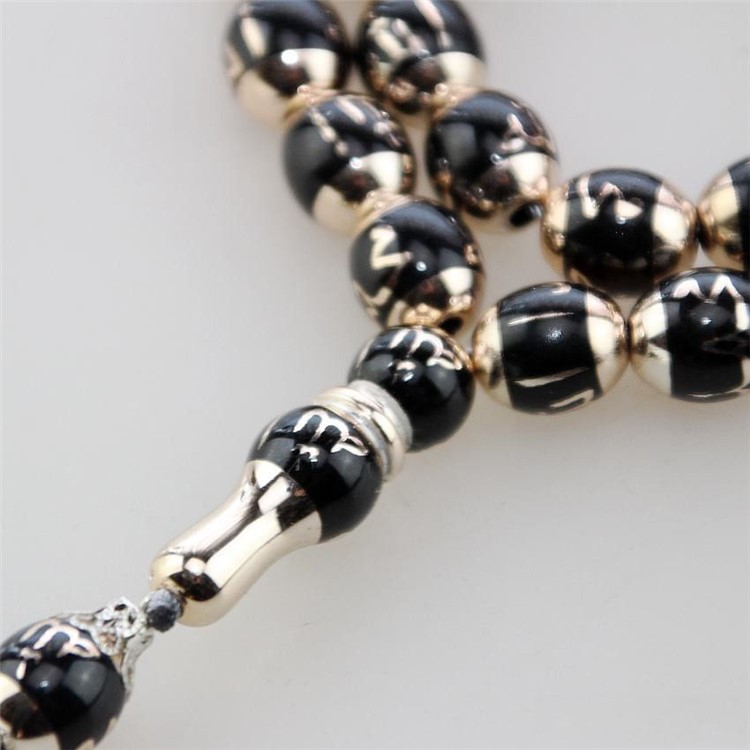 1Pc Islamic Muslim 33 Prayer Beads 12mm Rosary Bracelet - Black-3