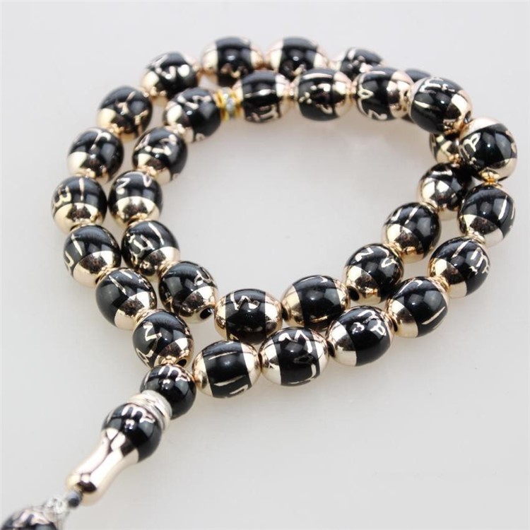 1 Unid Islámico Musulmán 33 Perlas De Oración 12mm Rosario Pulsera - Negro-5