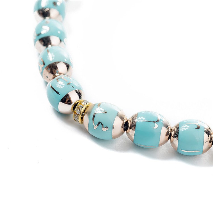 1Pc Islamic Muslim 33 Prayer Beads 12mm Rosary Bracelet - Baby Blue-2