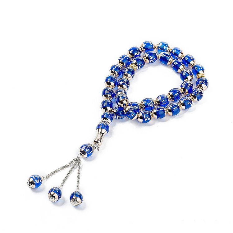 1Pc Islamic Muslim 33 Prayer Beads 12mm Rosary Bracelet - Dark Blue-1