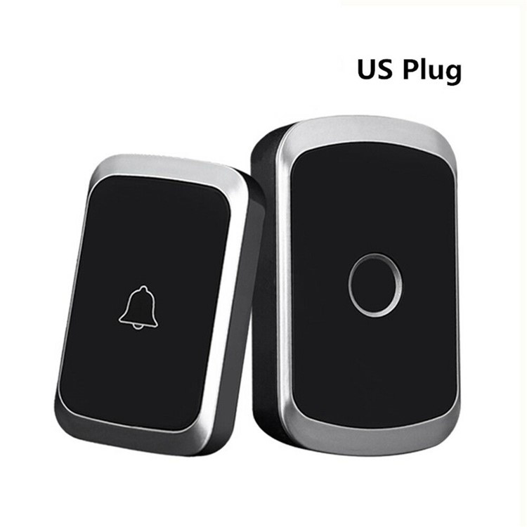 Home Security Wireless Doorbell Waterproof 300m Range Door Bell - Black/US Plug