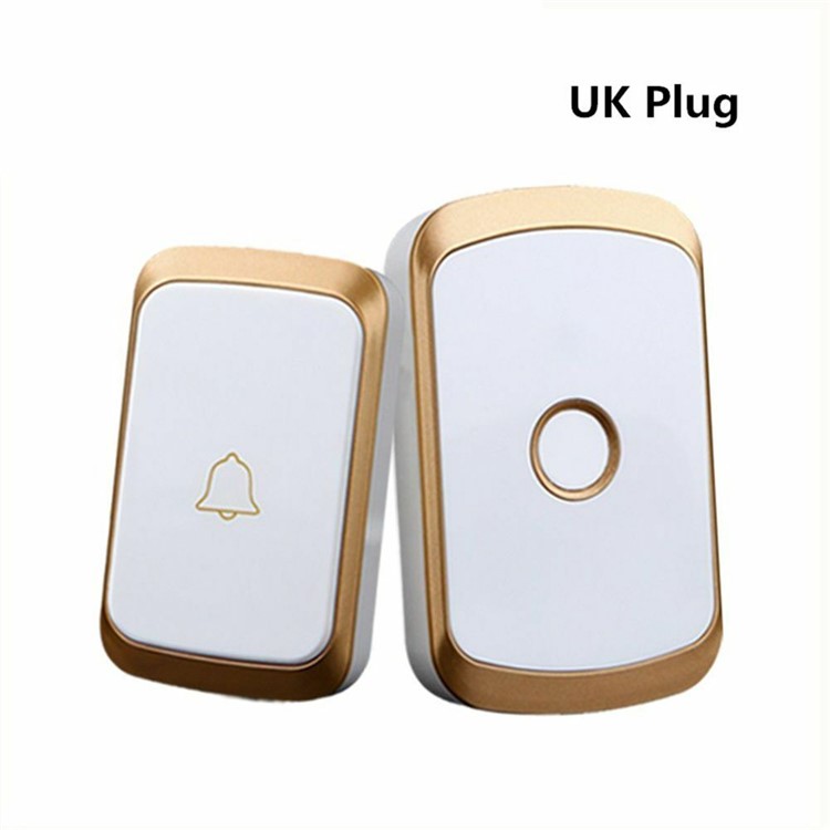 Home Security Wireless Doorbell Waterproof 300m Range Door Bell - Gold/UK Plug