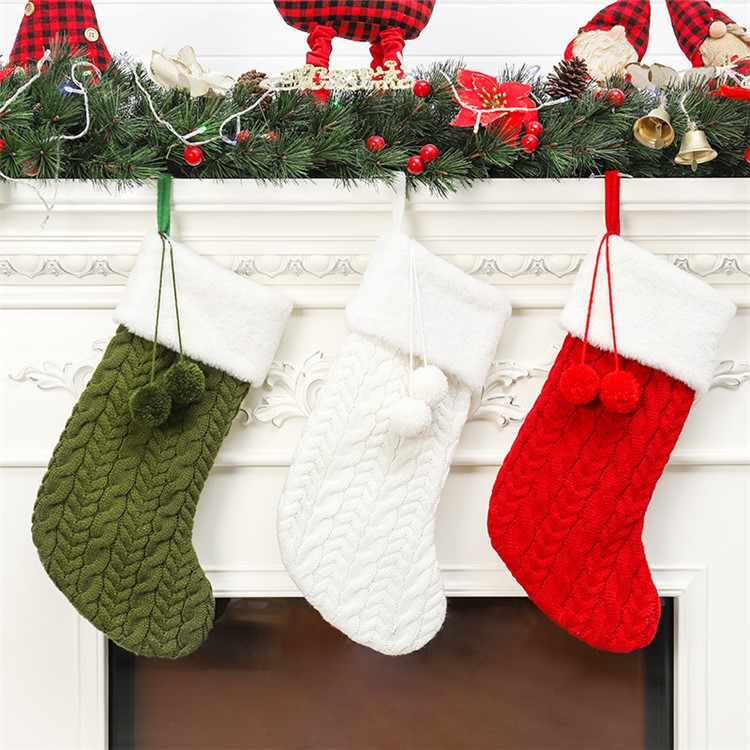 Christmas Stocking Hanging Sock Gift Bag Party Ornament Xmas Tree Hanging - Red-2