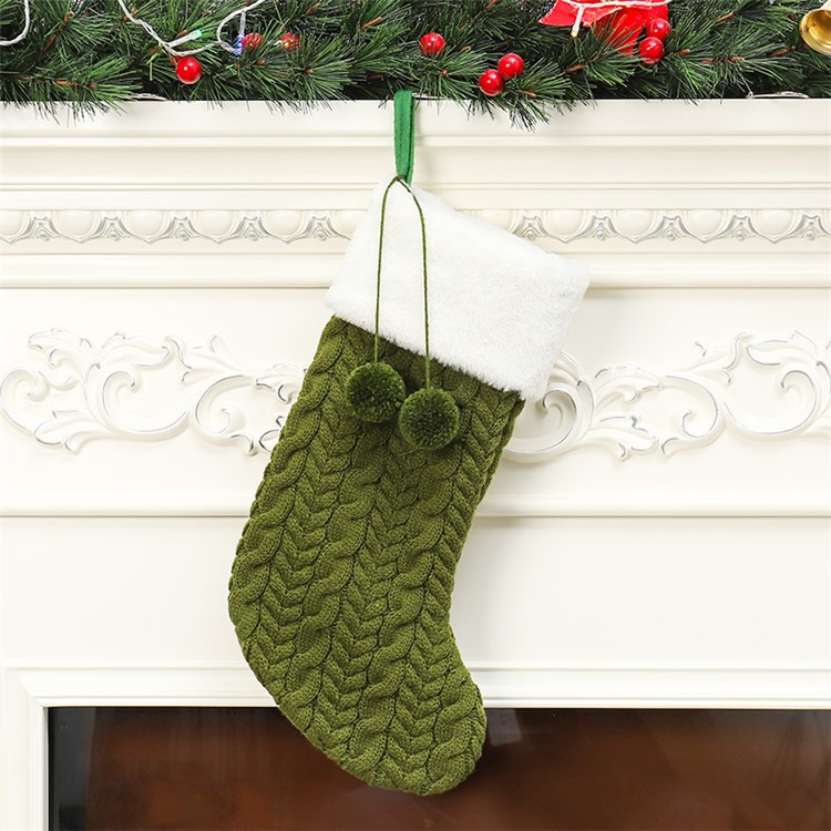 Christmas Stocking Hanging Sock Gift Bag Party Ornament Xmas Tree Hanging - Green-1