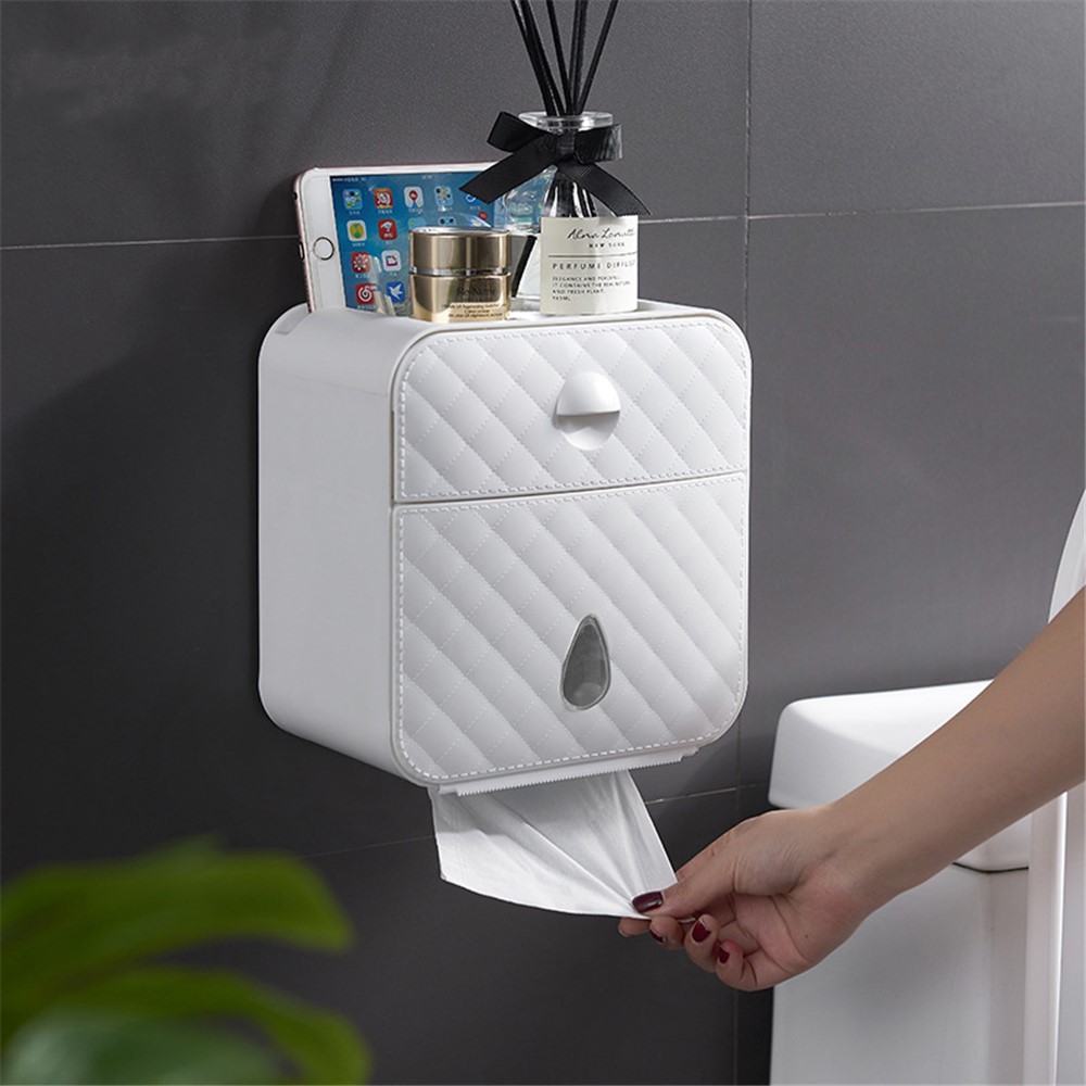 SANQING FLOWER Multi-function Non-punching Toilet Bathroom Paper Towel Box-3