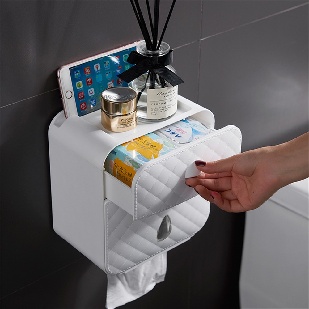 SANQING FLOWER Multi-function Non-punching Toilet Bathroom Paper Towel Box-4