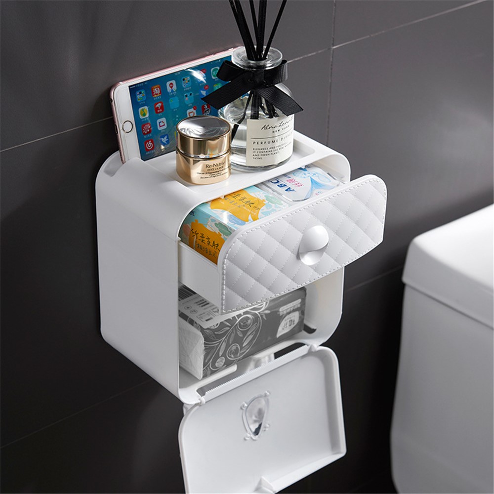 SANQING FLOWER Multi-function Non-punching Toilet Bathroom Paper Towel Box-6