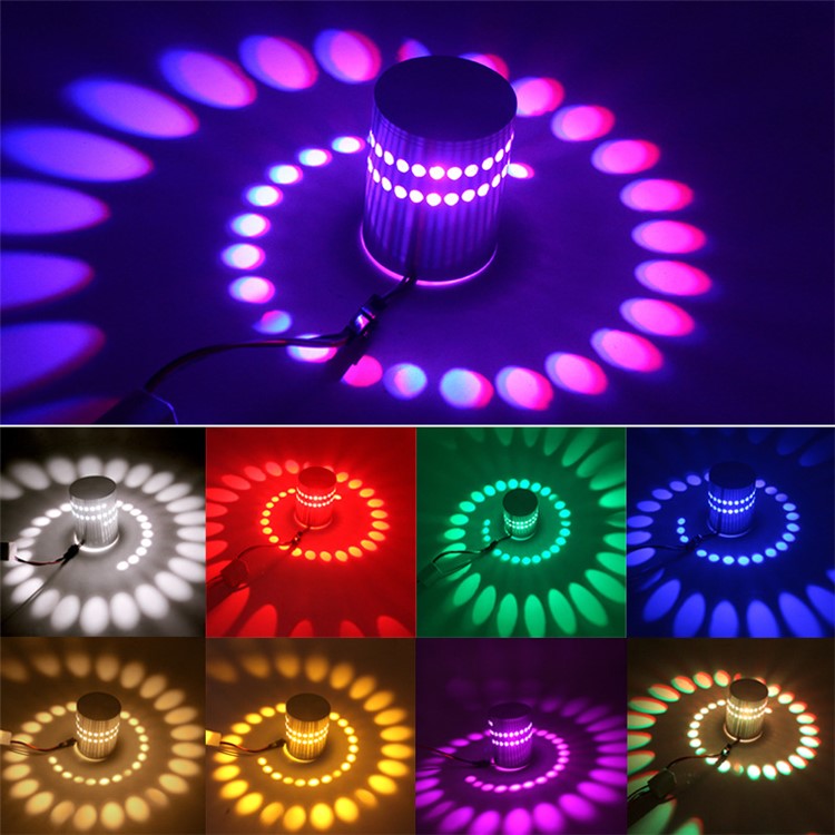 3W RGB with Controller 16 Colors with Memory Function Spiral Wall Room Bar Multi-holes Light-3