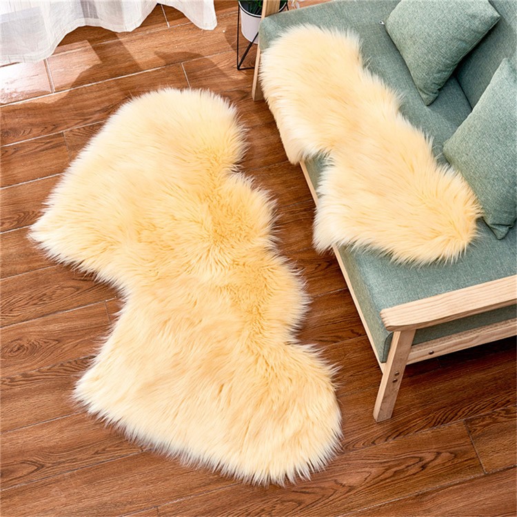 Double Heart Shaped Non-slip Fluffy Fur Carpet Floor Mat, Size: 60 x 120cm - Beige