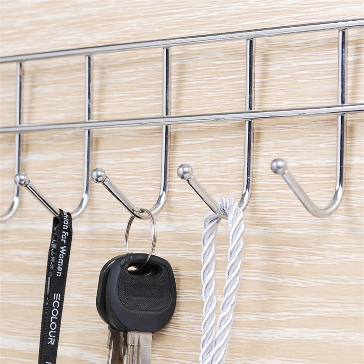 Thickening Stainless Steel Cabinet Door Back Clothes Five Hooks-3