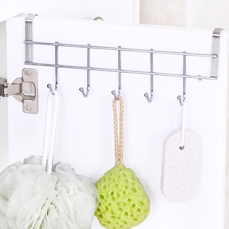 Thickening Stainless Steel Cabinet Door Back Clothes Five Hooks-4