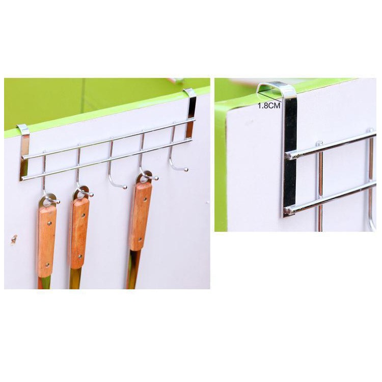 Thickening Stainless Steel Cabinet Door Back Clothes Five Hooks-5