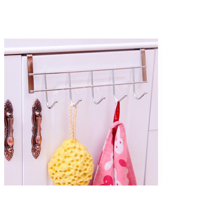 Thickening Stainless Steel Cabinet Door Back Clothes Five Hooks-7