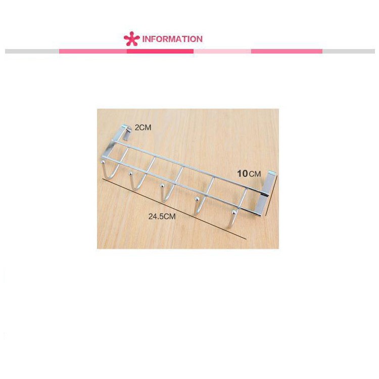 Thickening Stainless Steel Cabinet Door Back Clothes Five Hooks-8