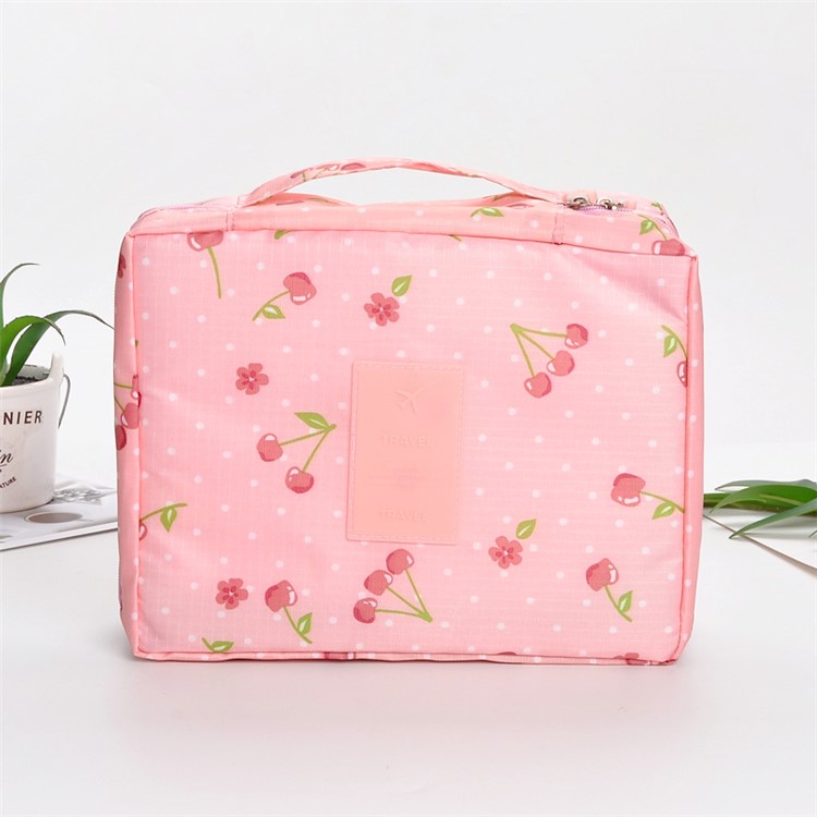 Lady Woman Girl Portable Travel Waterproof Collection Washing Cosmetic Bag - Pink Cherries-1