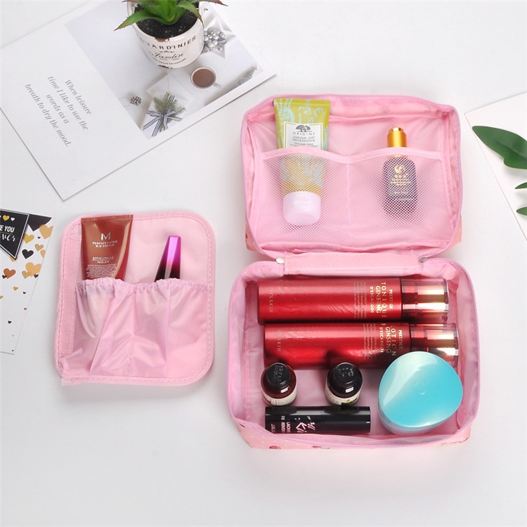 Lady Woman Girl Portable Travel Waterproof Collection Washing Cosmetic Bag - Pink Cherries-2