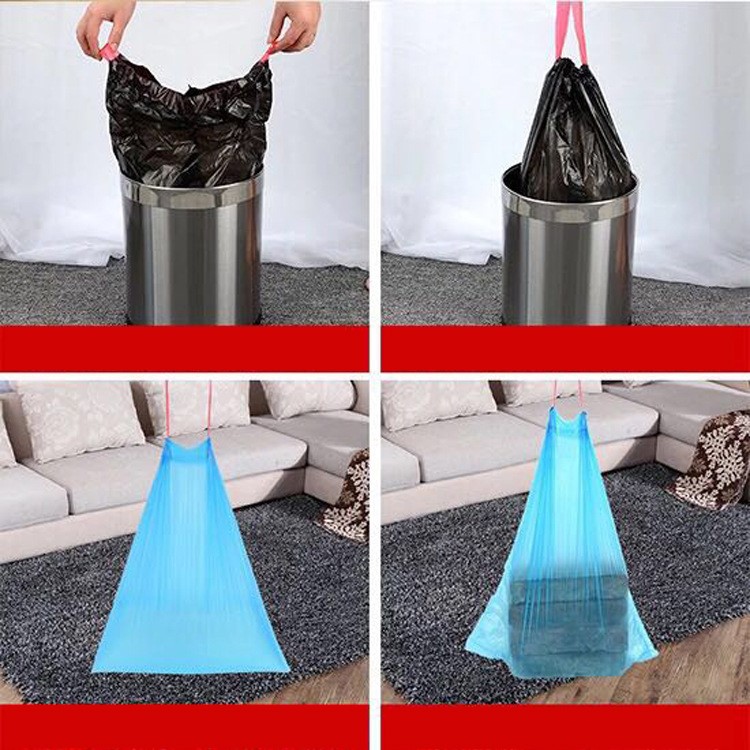 5 Rolls/Pack Portable Drawstring Thickening Home Kitchen Automatic Closure PC Garbage Bag-8