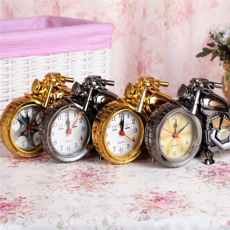 Creative Retro Style Motorcycle Shape Desktop Alarm Clocks Home Decor - Metal Black-2