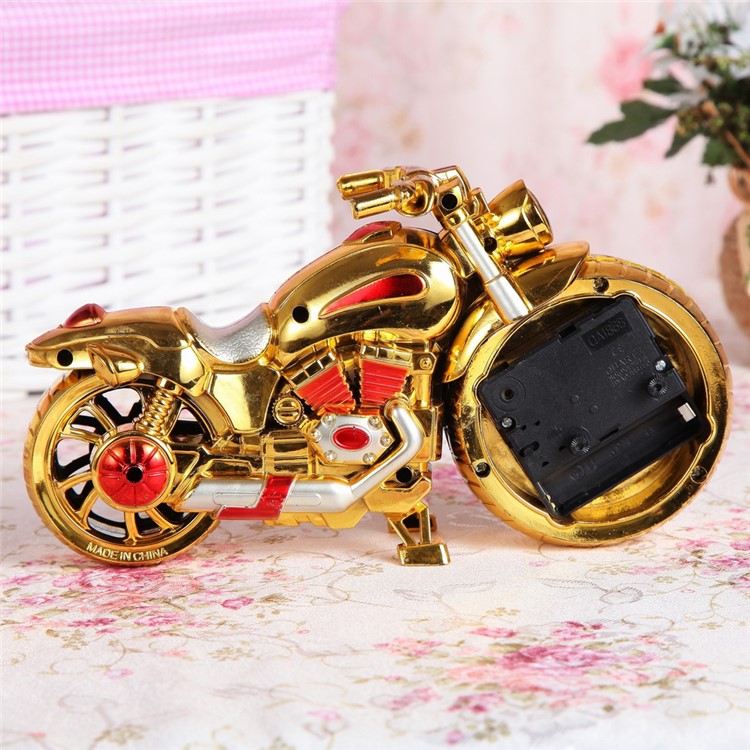Creative Retro Style Motorcycle Shape Desktop Alarm Clocks Home Decor - Gold-2