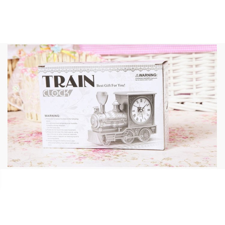 Simulation Vintage Car Alarm Antique Train Model Desktop Clock Home Decor - Silver-6