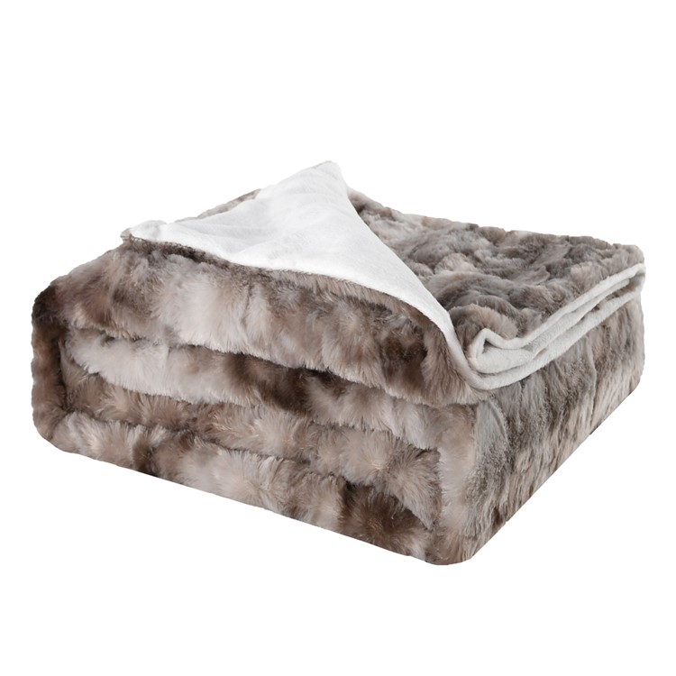 130x160cm Thickening Flannel Lamb Composite Home Office Double-Layer Blanket - Style C-1