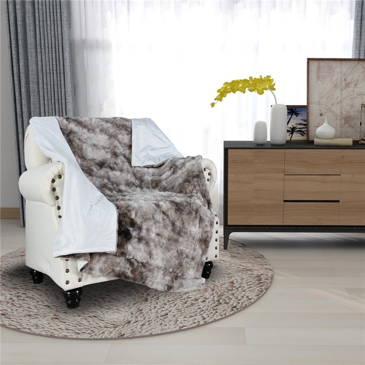 130x160cm Thickening Flannel Lamb Composite Home Office Double-Layer Blanket - Style C-2