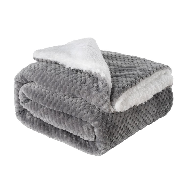 130x160cm Thickening Flannel Lamb Composite Home Office Double-Layer Blanket - Style E-1