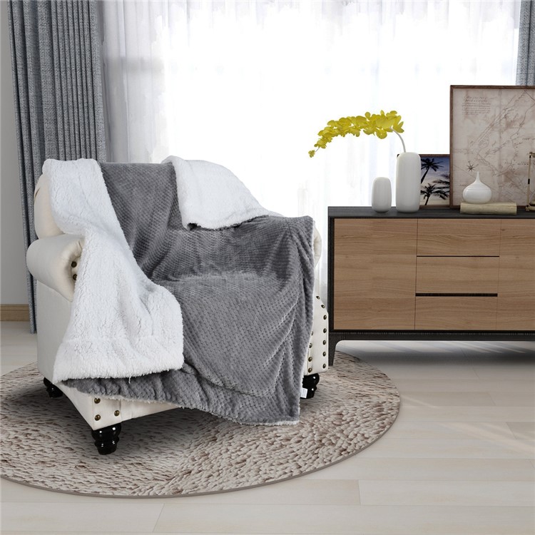 130x160cm Thickening Flannel Lamb Composite Home Office Double-Layer Blanket - Style E-2