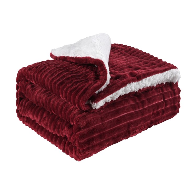 130x160cm Thickening Flannel Lamb Composite Home Office Double-Layer Blanket - Style G-1