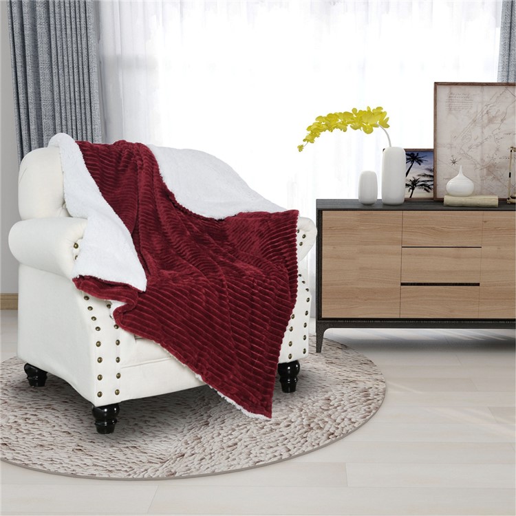 130x160cm Thickening Flannel Lamb Composite Home Office Double-Layer Blanket - Style G-2