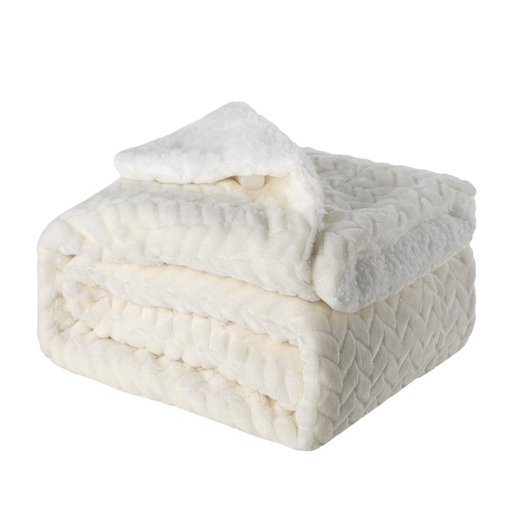 130x160cm Thickening Flannel Lamb Composite Home Office Double-Layer Blanket - Style J-1