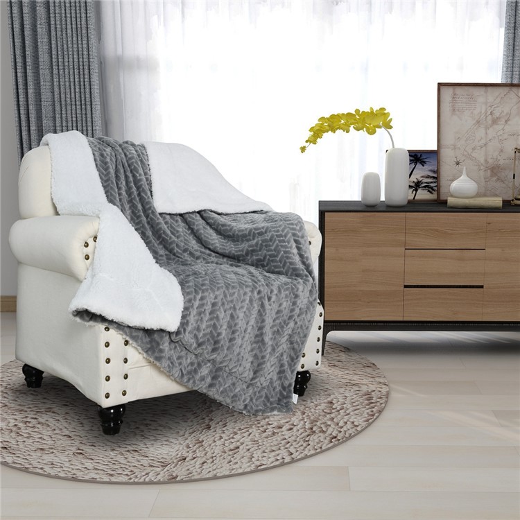 130x160cm Thickening Flannel Lamb Composite Home Office Double-Layer Blanket - Style K-2