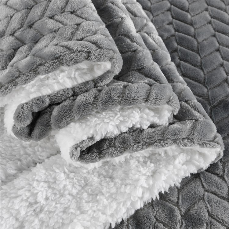 130x160cm Thickening Flannel Lamb Composite Home Office Double-Layer Blanket - Style K-4