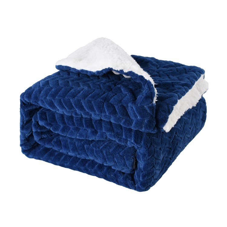 130x160cm Thickening Flannel Lamb Composite Home Office Double-Layer Blanket - Style L-1