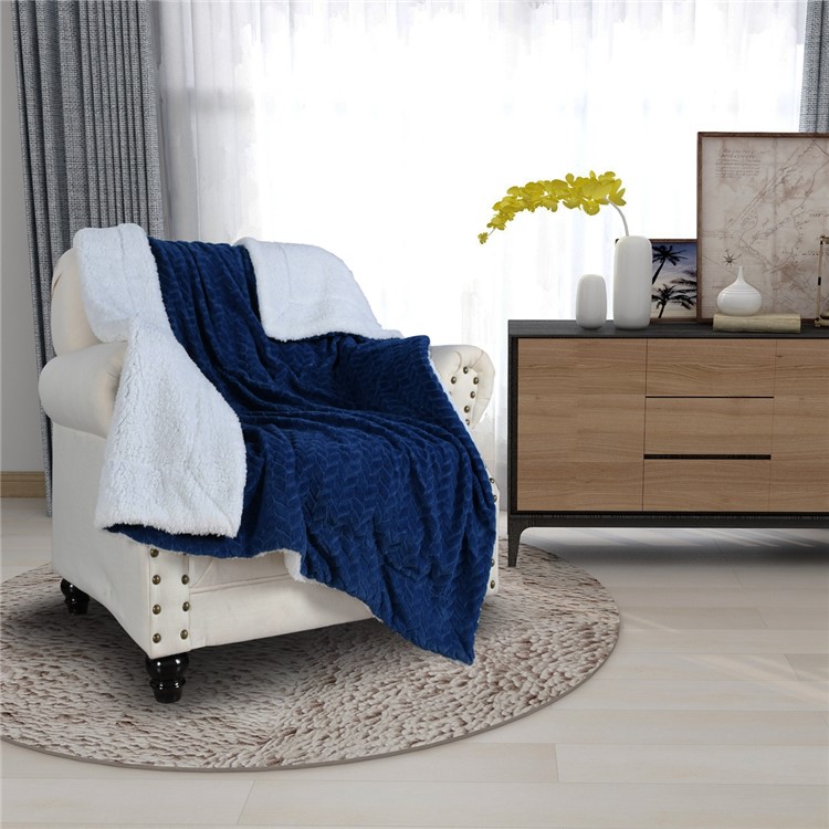 130x160cm Thickening Flannel Lamb Composite Home Office Double-Layer Blanket - Style L-2
