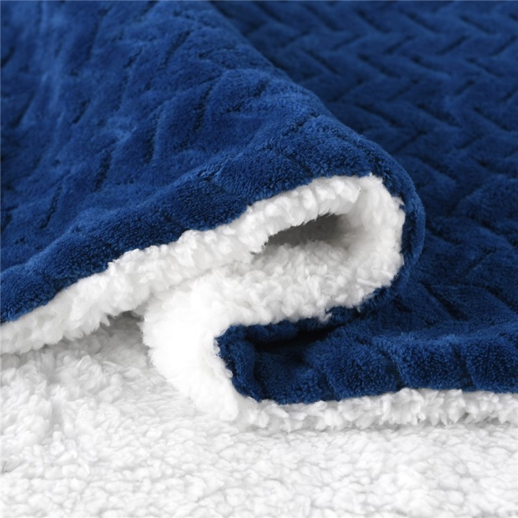 130x160cm Thickening Flannel Lamb Composite Home Office Double-Layer Blanket - Style L-3