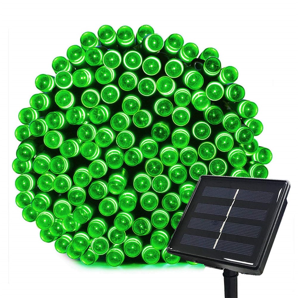 12m 100-LED Outdoor Eight Functions Solar Ball Courtyard Decor LED Light String - Green