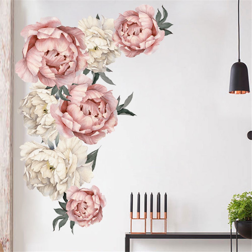 Spray-painted Peony Flower Living Room Bedroom Wall Decor Sticker-1