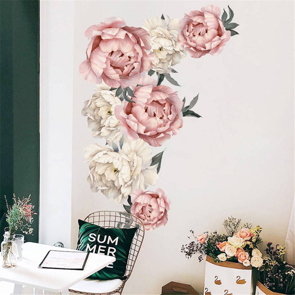 Spray-painted Peony Flower Living Room Bedroom Wall Decor Sticker-2