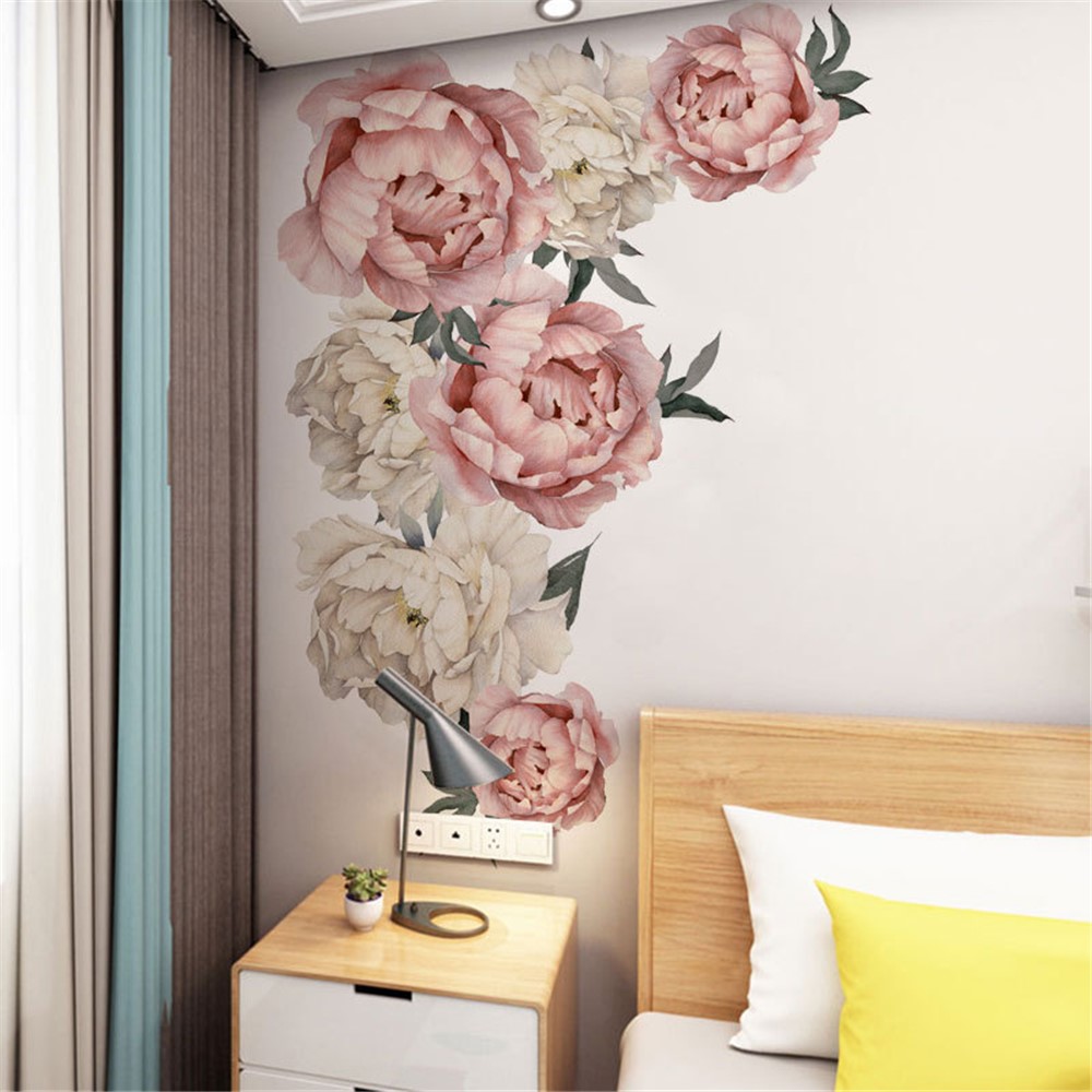 Spray-painted Peony Flower Living Room Bedroom Wall Decor Sticker-3