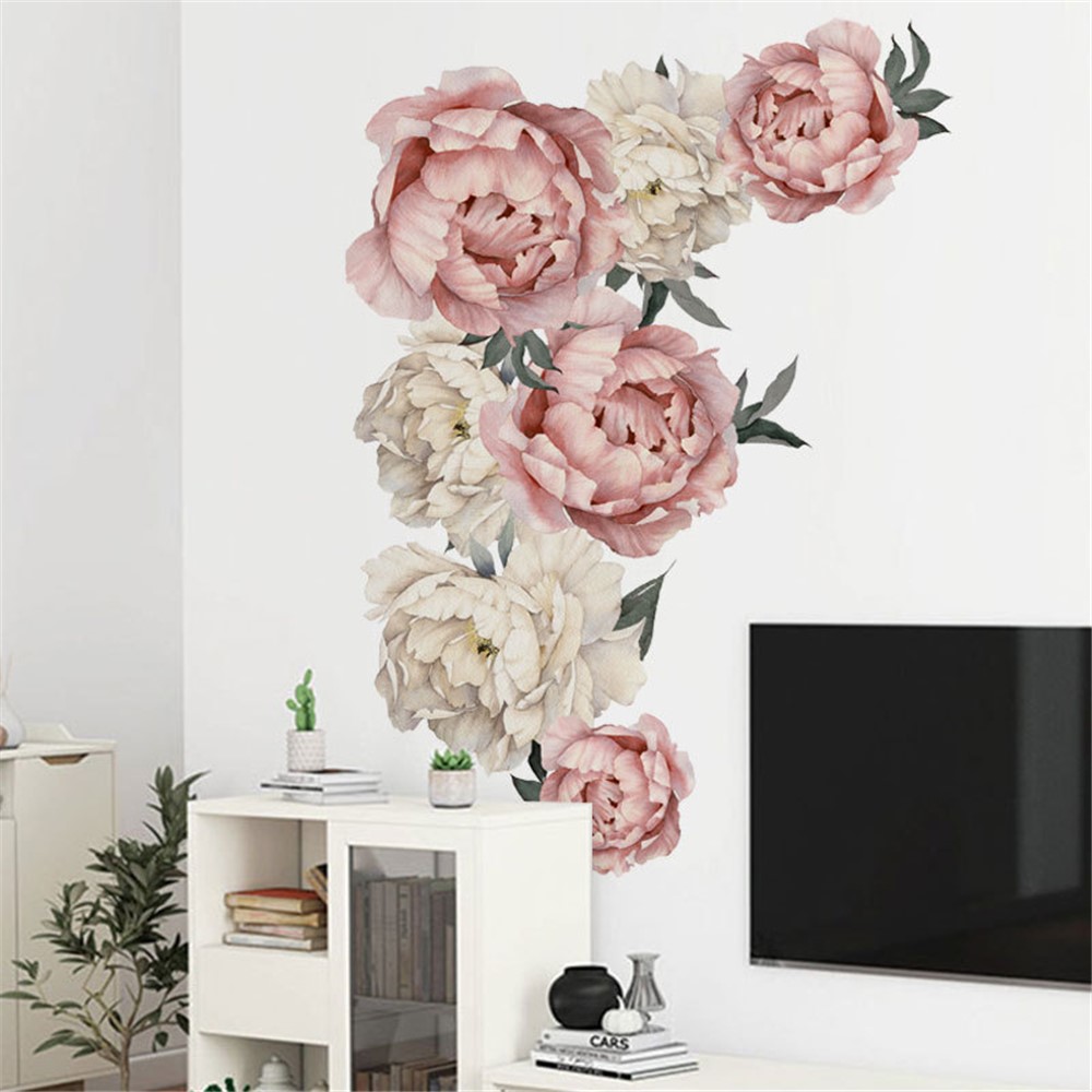 Spray-painted Peony Flower Living Room Bedroom Wall Decor Sticker-4