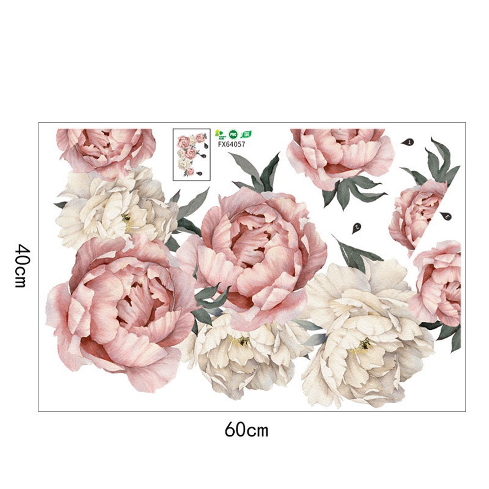 Spray-painted Peony Flower Living Room Bedroom Wall Decor Sticker-5