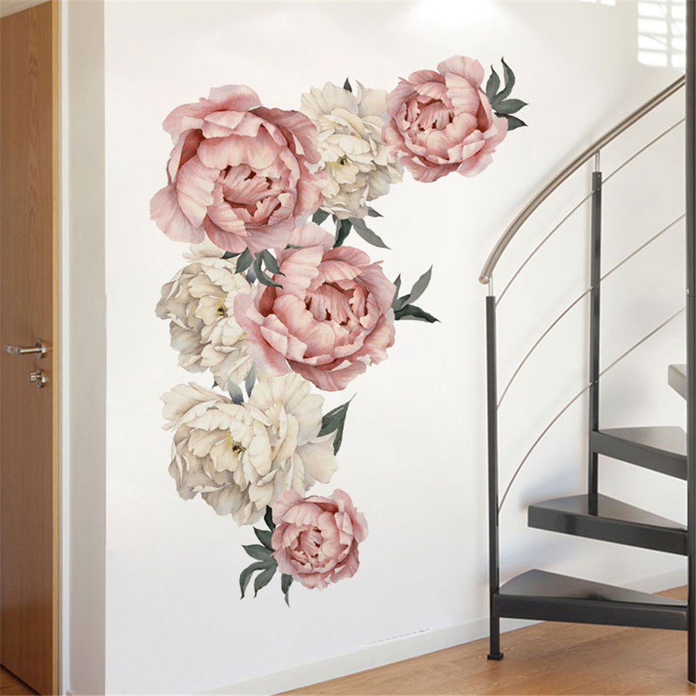 Spray-painted Peony Flower Living Room Bedroom Wall Decor Sticker-6
