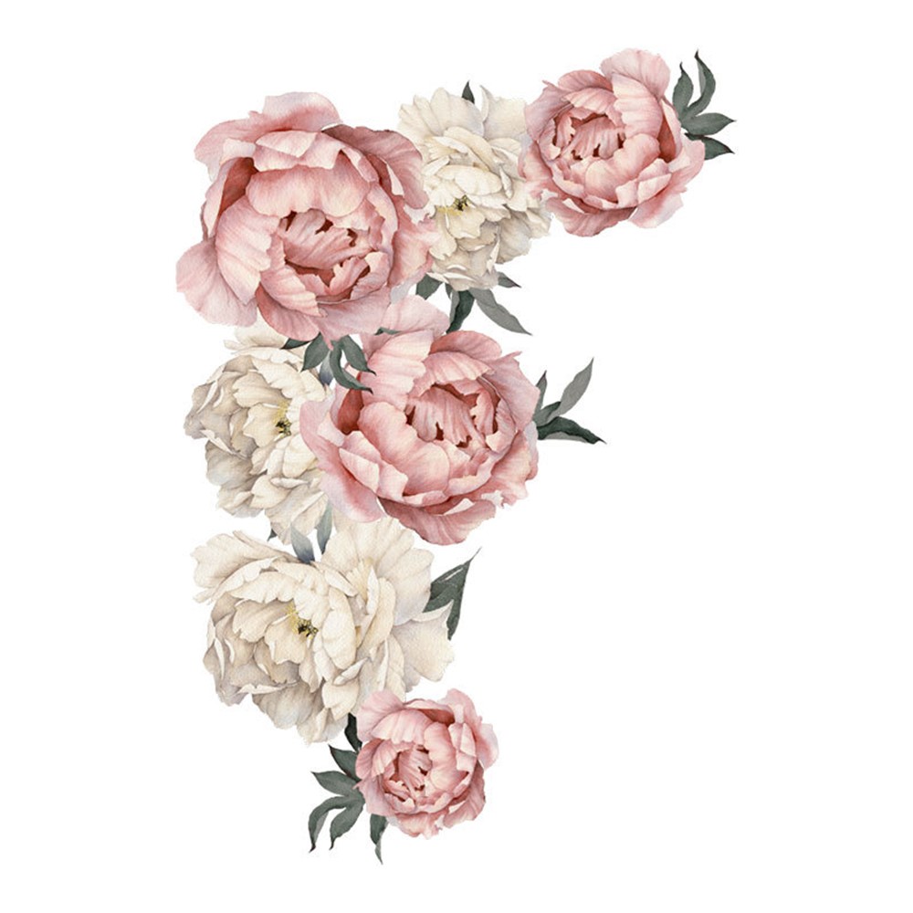 Spray-painted Peony Flower Living Room Bedroom Wall Decor Sticker-8