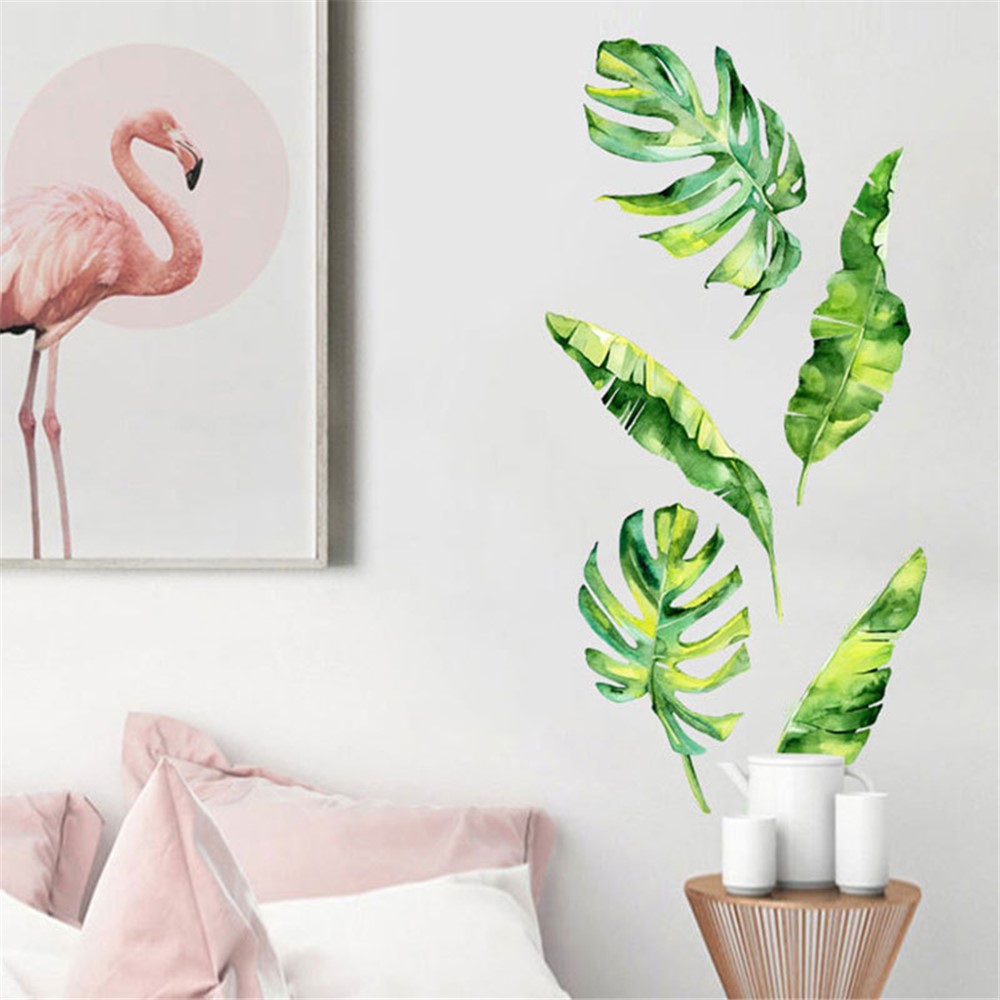 Tropical Green Plant Big Leaf Living Room Bedroom Decorative Wall Sticker-2