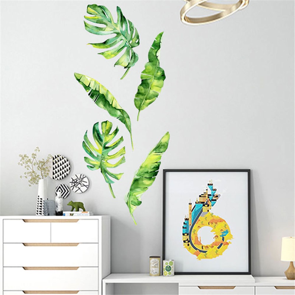 Tropical Green Plant Big Leaf Living Room Bedroom Decorative Wall Sticker-6