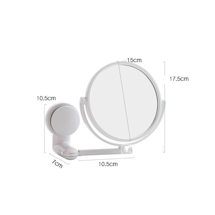 Dormitory Wall-mounted Mirror Double-Sided Foldable Rotating Single Mirror Home HD Round Mirror - White-7