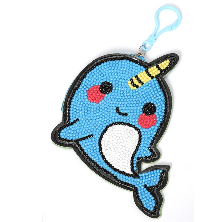 DIY Creative Animal Diamond Decor Small Pouch for Children - Blue Dolphin-1